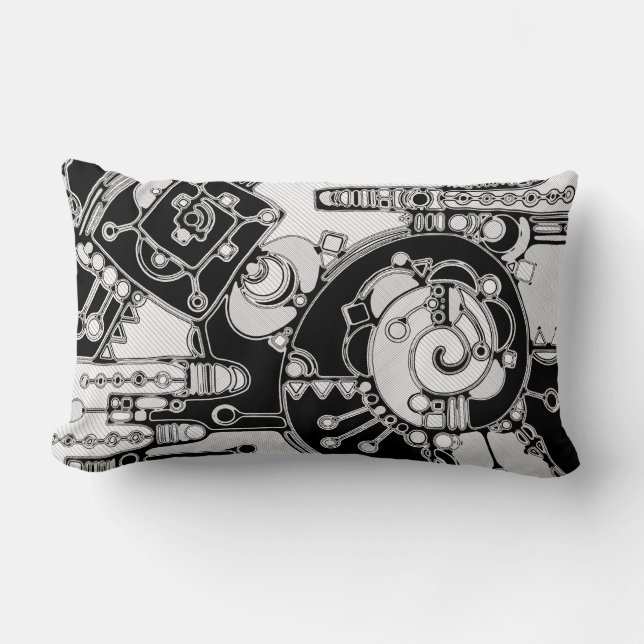 Coussin Rectangle Art Géométrique Noir Et Blanc 4 (Recto)