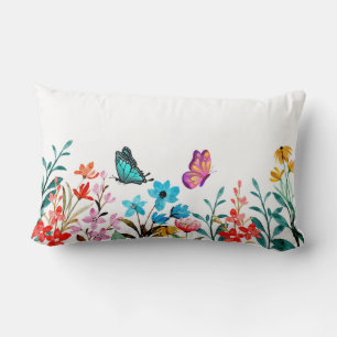Coussin Rectangle Art Jardin Floral Peint Coloré