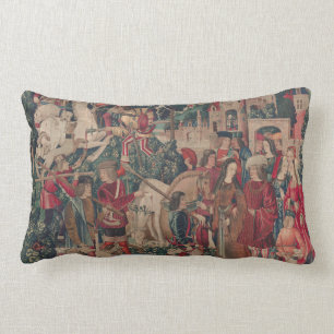 Coussin Rectangle Art médiéval de Unicorne - Les chasseurs revienn