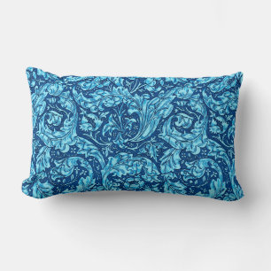 Coussin Rectangle Art Nouveau Acanthus Feuilles et Fleurs, Sky Blue