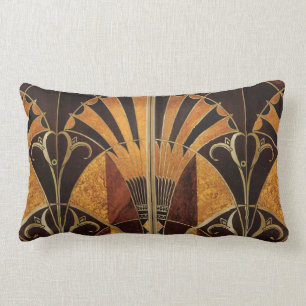 Coussin Rectangle art Nouveau, art déco, vintage, couleurs en bois,