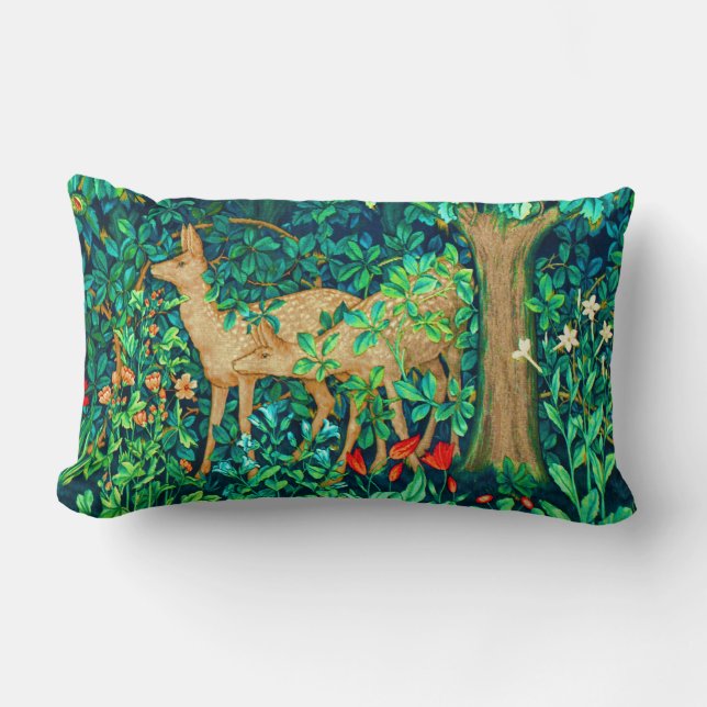 Coussin Rectangle Art Nouveau Forest Deer Tapestry (Recto)