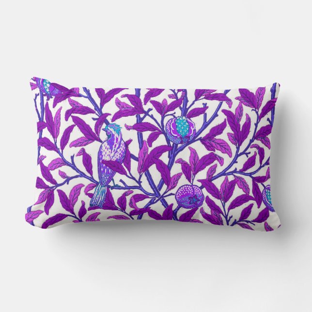 Coussin Rectangle Art Nouveau Oiseau & grenade, Améthyste Purple (Recto)