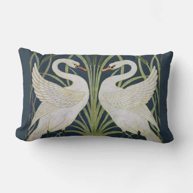Coussin Rectangle Art Nouveau Swan Deux Swans (Recto)