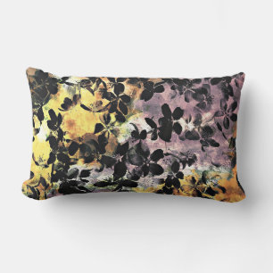 Coussin Rectangle Art numérique fleuri motif à fleurs rose jaune