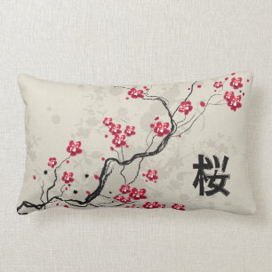 Coussin Rectangle Art oriental de fleurs de cerisier de Sakura de