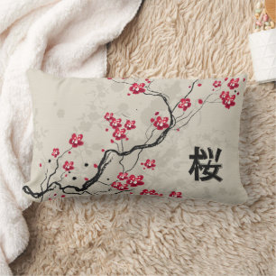 Coussin Rectangle Art oriental de fleurs de cerisier de Sakura de