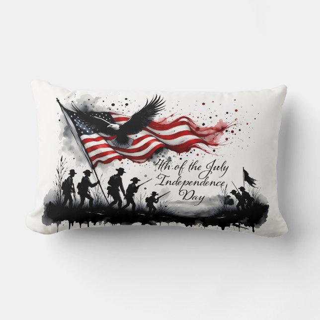 Coussin Rectangle Art patriotique du 4 juillet avec drapeau et solda (Recto)