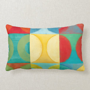 Coussin Rectangle Art Pop brillant avec cercles et Carré