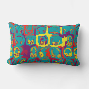 Coussin Rectangle art pop couleur casque dj