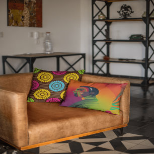 Coussin Rectangle Art pop en gras   Homme Afro-Américain Avec Locus