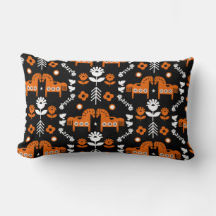 Coussin Rectangle Art populaire de cheval scandinave