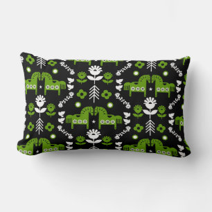Coussin Rectangle Art populaire de cheval scandinave
