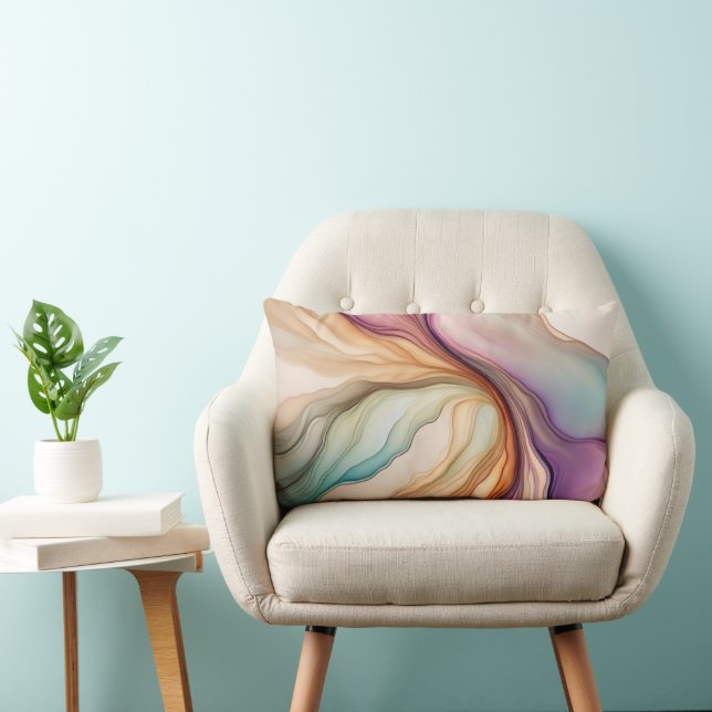 Coussin Rectangle Arté Abstraite d'encre d'alcool (Chaise)