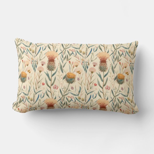 Coussin Rectangle Arts et artisanat fleur sauvage et chardon écossai (Recto)