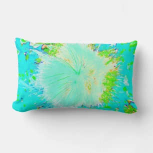 Coussin Rectangle Asclépiade Psychedelique Aqua et Vert Citron