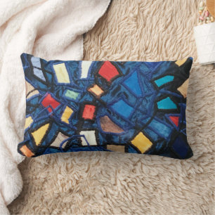 Coussin Rectangle Aspect de verre coloré abstrait bleu marine