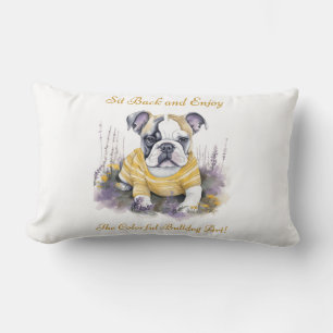 Coussin Rectangle Asseyez-vous et profitez de l'art du bulldog color