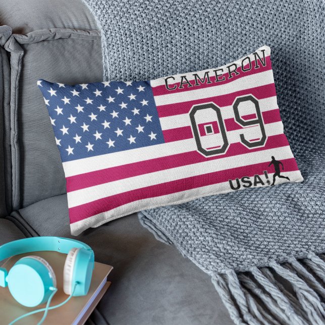 Coussin Rectangle Athlète de soccer américain personnalisé Patriotiq (Créateur téléchargé)