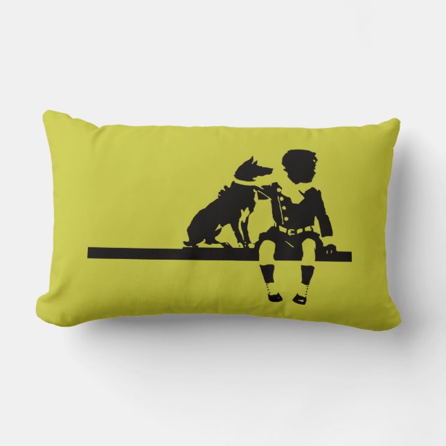 Coussin Rectangle Audacieux graphique animal de chien d'enfant (Recto)