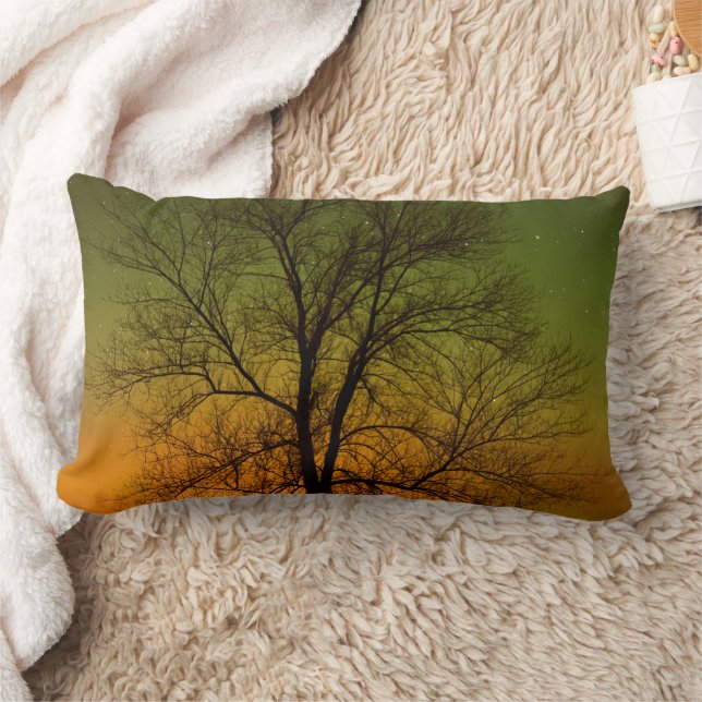 Coussin Rectangle Aurora Borealis & Cottonwood Tree (Couverture)