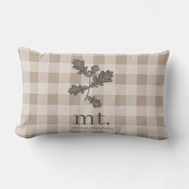 Coussin Rectangle Automne Automne Taupe Plaid Moderne Foligramme Mon (Recto)