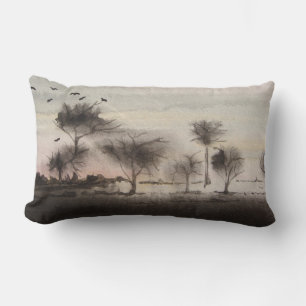 Coussin Rectangle automne boisé rustique Coucher de soleil