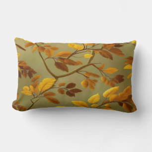 Coussin Rectangle Automne doré : Un Motif feuille 3D transparent