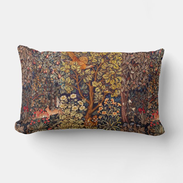 Coussin Rectangle AUTUMN FOREST ANIMALS Haricots, faisan, Brown Flor (Recto)