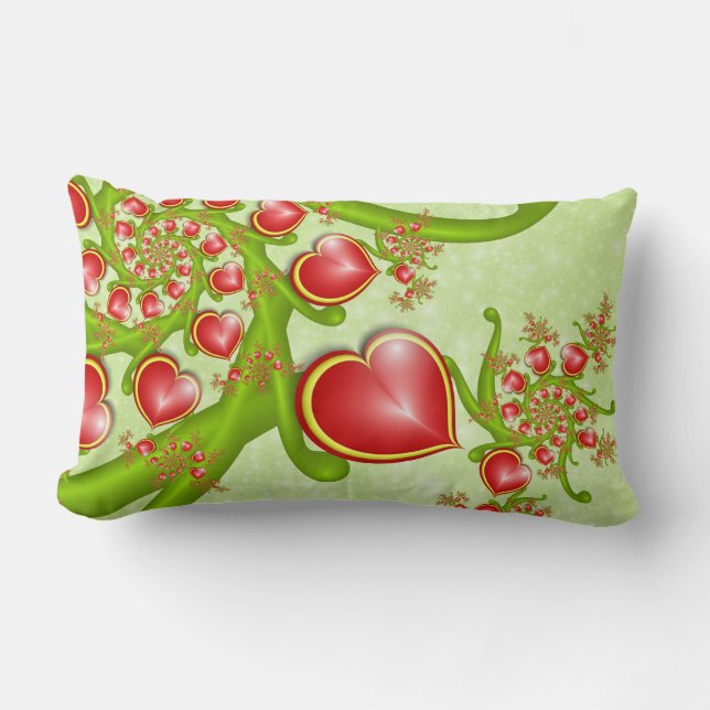 Coussin Rectangle Avec beaucoup d'amour Rouge Coeurs Jaunes Fractal  (Recto)