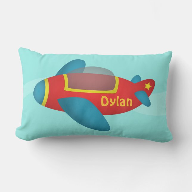 Coussin Rectangle Avion à réaction mignon et coloré pour enfants (Recto)