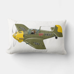 Coussin Rectangle Avion de chasseur rétro-dessiné
