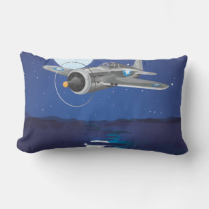 Coussin Rectangle Avion de combat vintage