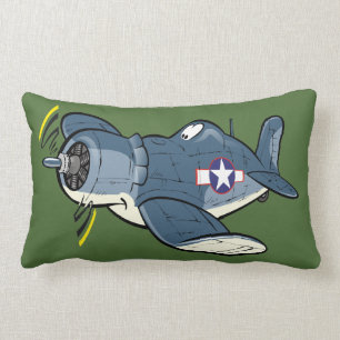 Coussin Rectangle Avion de corsaire de bande dessinée de F4U
