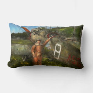 Coussin Rectangle Avion - Premier vol transaméricain avec une escale