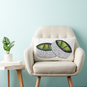 Coussin Rectangle Avocado Roll Japonais Nourriture Sushi Rolls Foin