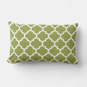 Coussin Rectangle Avocado Vert Blanc Marocain Quatrefoil Motif #5