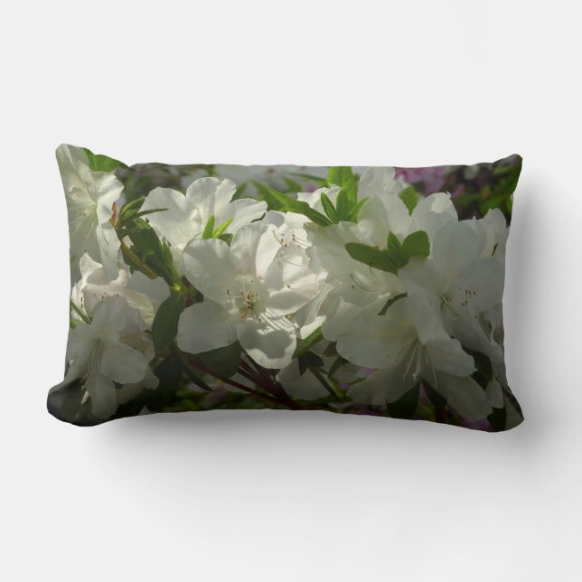 Coussin Rectangle Azalées Blancs Solaires Belles Fleurs De Printemps (Recto)