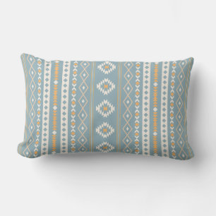 Coussin Rectangle Aztec Crème orange bleu Mixte Motif V Motif