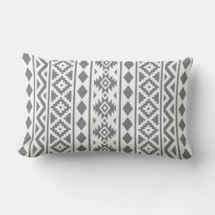 Coussin Rectangle Aztec Essence Motif III Gris sur blanc