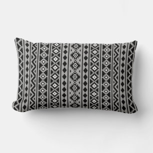 Coussin Rectangle Aztec Essence Vertical Ptn II noir blanc gris