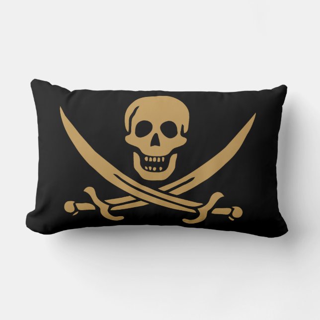 Coussin Rectangle Aztec Gold Crâne et cutlass Pirate Calico Jack (Recto)