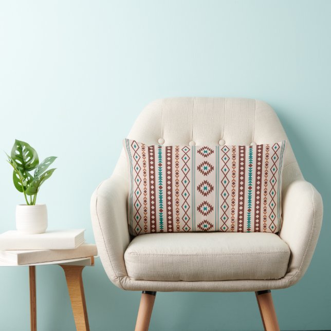 Coussin Rectangle Aztec Rusts Crème Turquoise Motifs Mixtes V Motif (Chaise)
