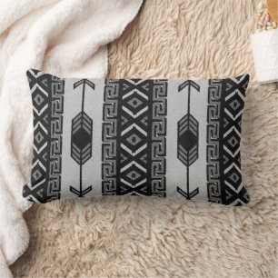 Coussin Rectangle Aztèque noir et blanc Motif Tribal Sud-Ouest