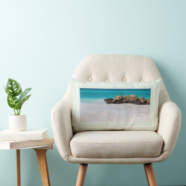 Coussin Rectangle Azure Ocean Sandy Beach Photo (Chaise)