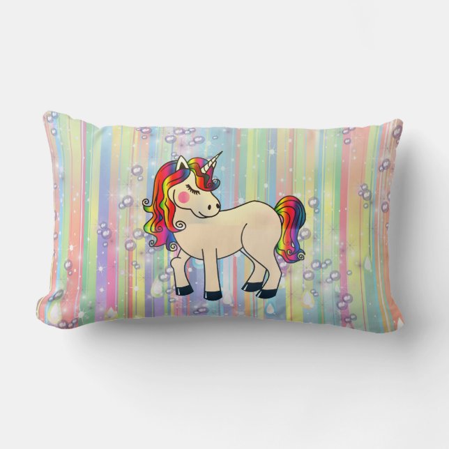 Coussin Rectangle Baby Boy Bubbles & licornes (Recto)