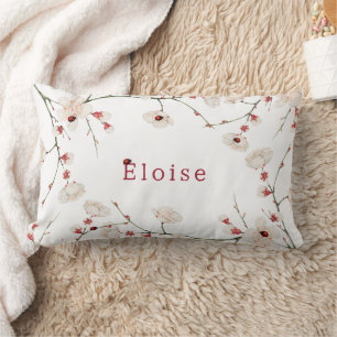 Coussin Rectangle Baby Girl Name Ladybug Floral