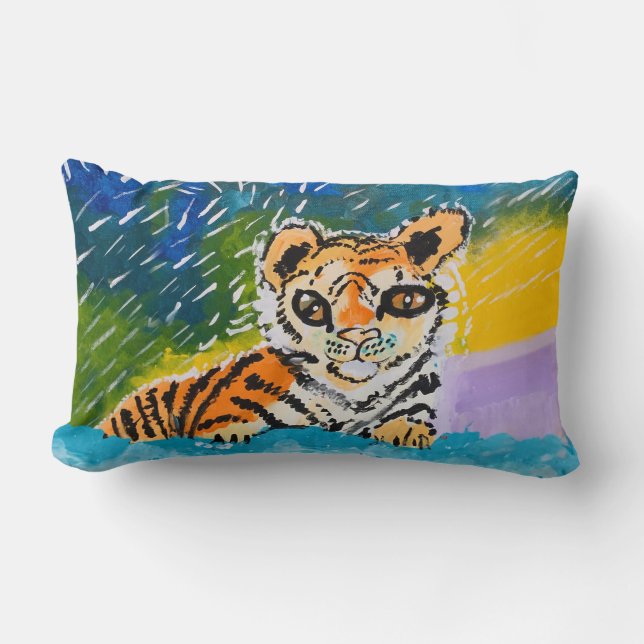 Coussin Rectangle Baby Tiger "Art by Kids" (Recto)