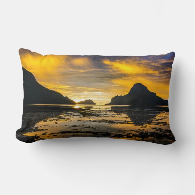 Coussin Rectangle Baie d'El Nido au coucher du soleil (Recto)