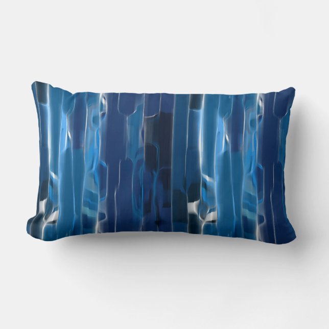 Coussin Rectangle Bain abstrait bleu et blanc (Recto)